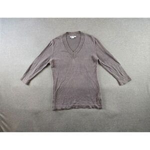Luigi Baldo‎ Sweater Womens Large Gray 100% Linen 3/4 Sleeve Made Italy Pullover